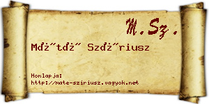 Máté Szíriusz névjegykártya